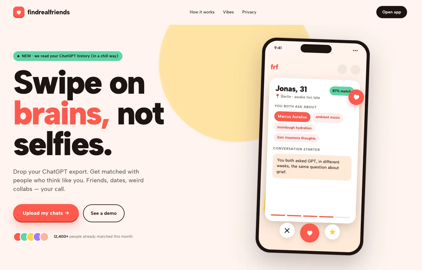 The current Find Real Friends app, redesigned in-house