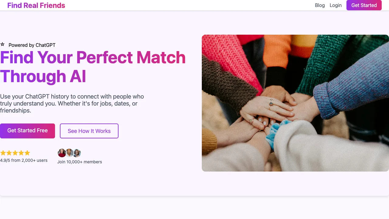 The earlier Find Real Friends site