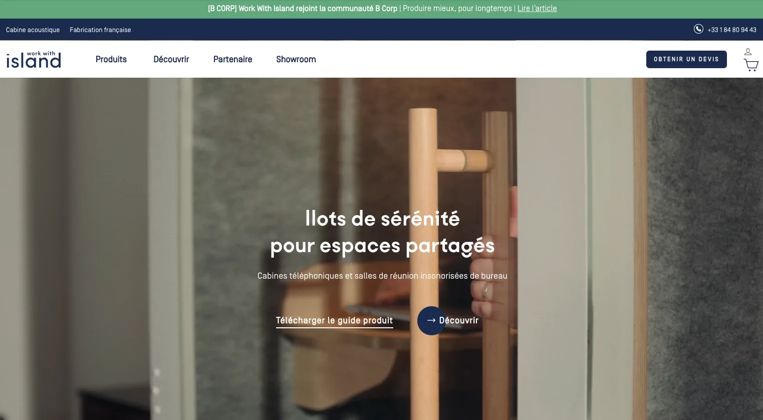 Work With Island homepage before our optimization work